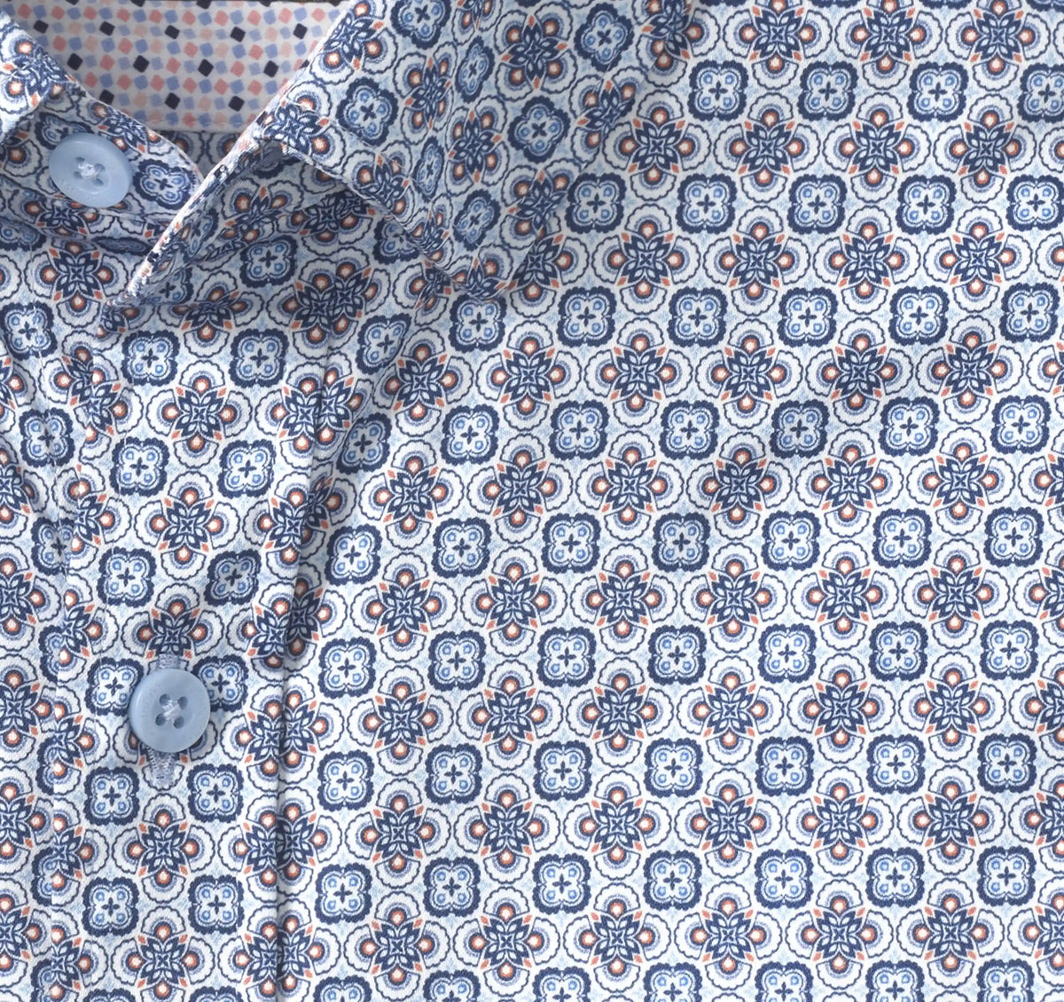 Logan Printed Long-Sleeve Shirt - Blue/Pink Floral Tile