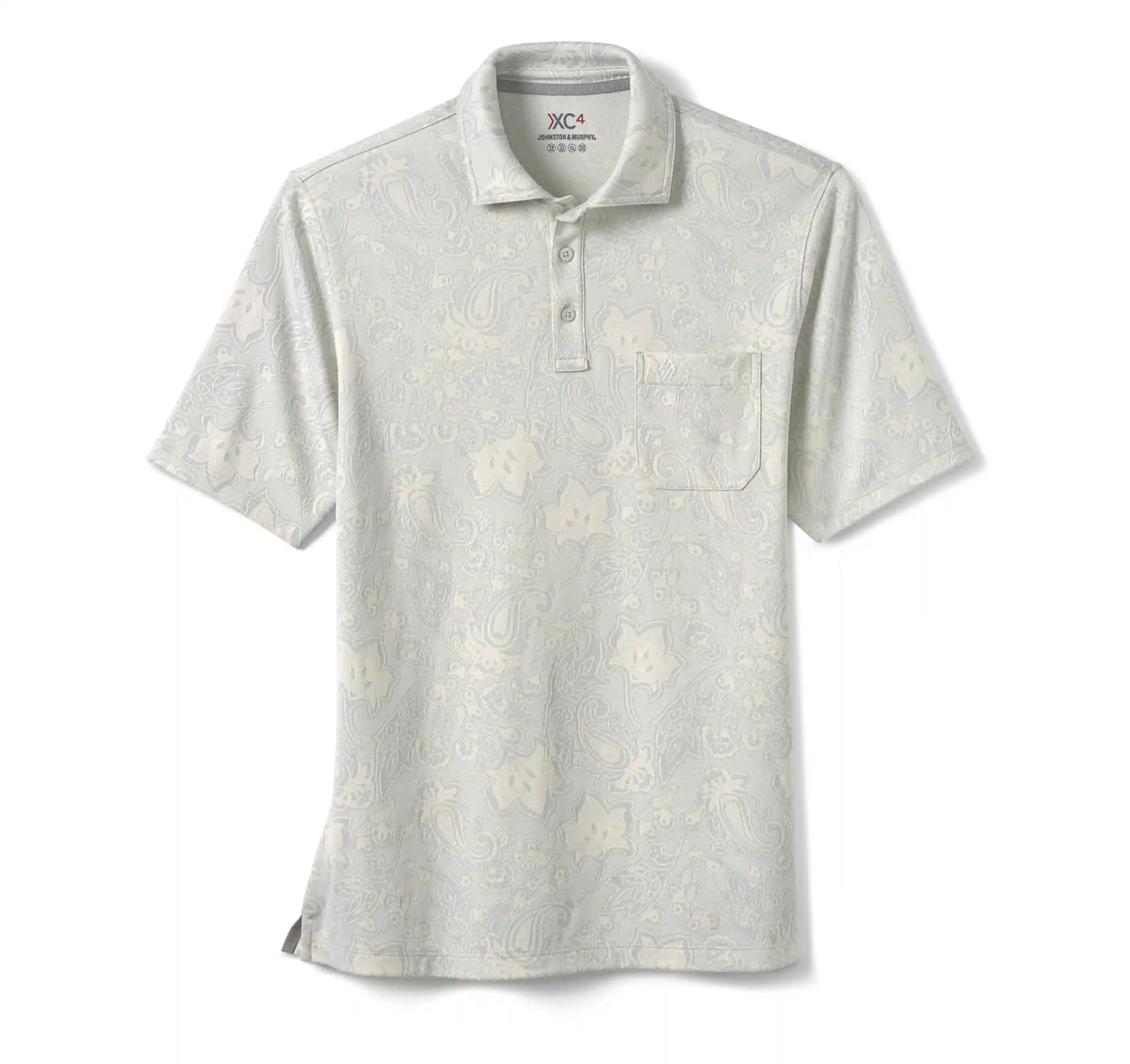 Evans Jacquard Polo - Light Gray Paisley