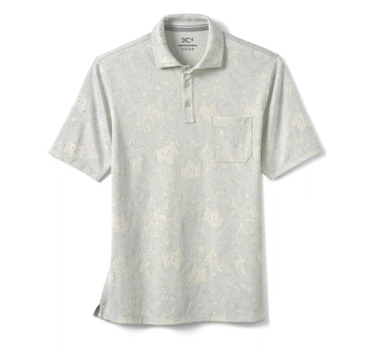 Evans Jacquard Polo - Light Gray Paisley