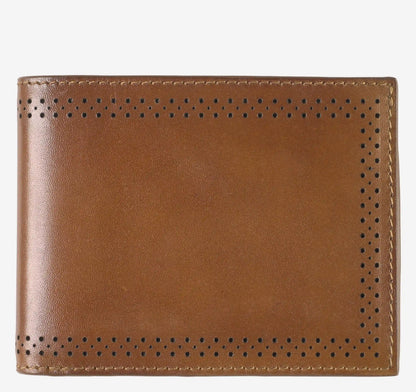 Hudson Perforated Billfold - Brown Burnished