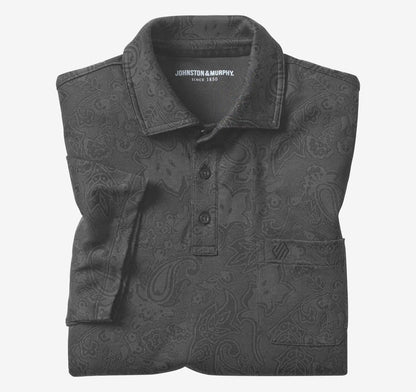 Evans Jacquard Polo - Black Paisley