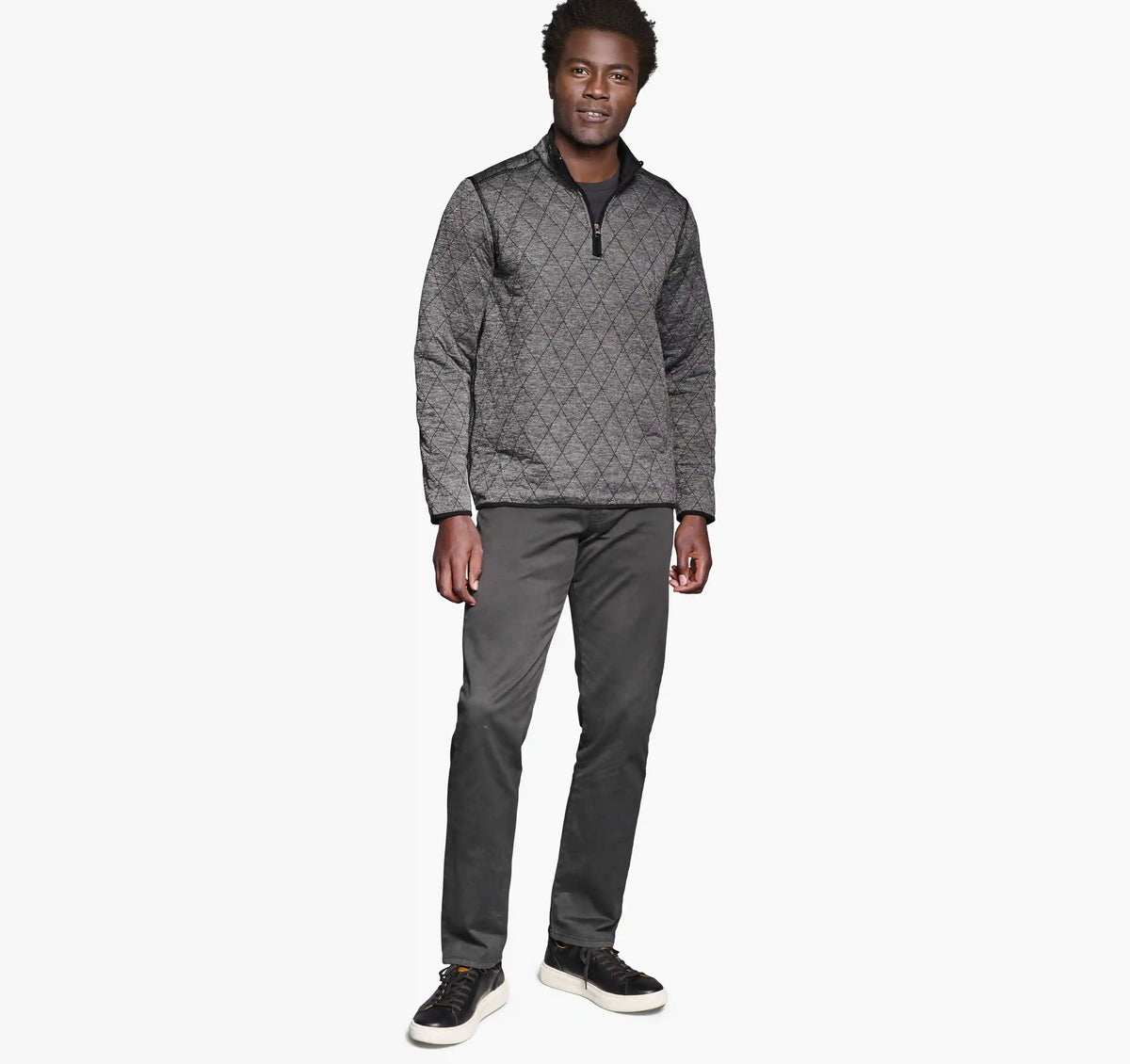 Diamond Quilt Quarter-Zip - Charcoal Heather