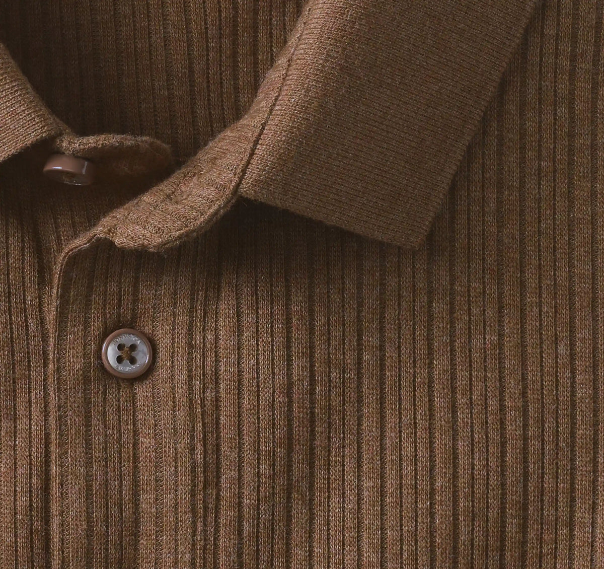 Quincy Ribbed Long-Sleeve Polo - Rust
