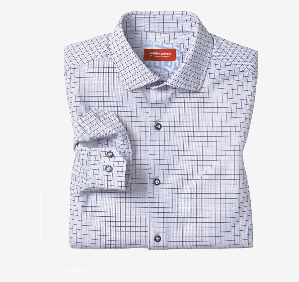 XC+™ Motion Long-Sleeve Dress Knit Shirt - Purple/Navy Dotted Windowpane