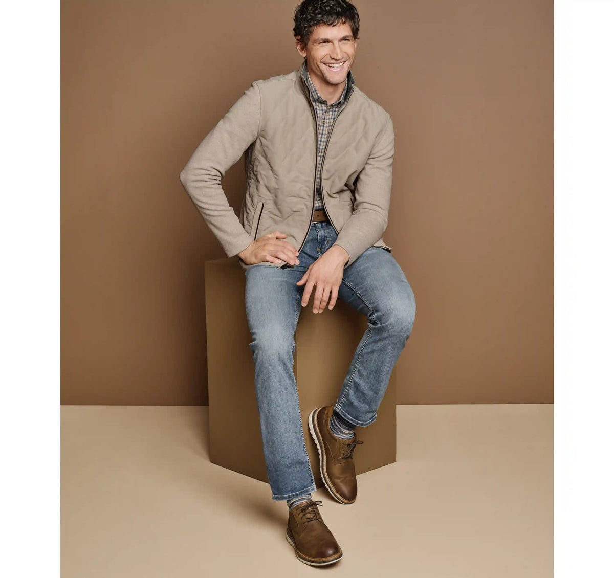 Quilted Full-Zip - Tan