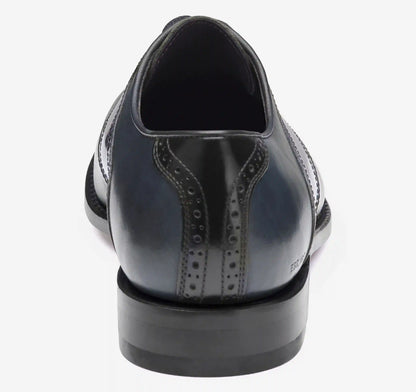 Melton Saddle - Navy/Black Full-Grain Leather