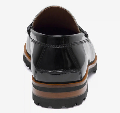 Baldwin Lug Penny Loafer - Black/White Multi Haircalf/Black Brush-Off Full-Grain Leather