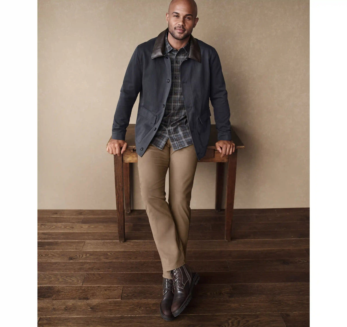 Heritage Jacket - Navy/Brown