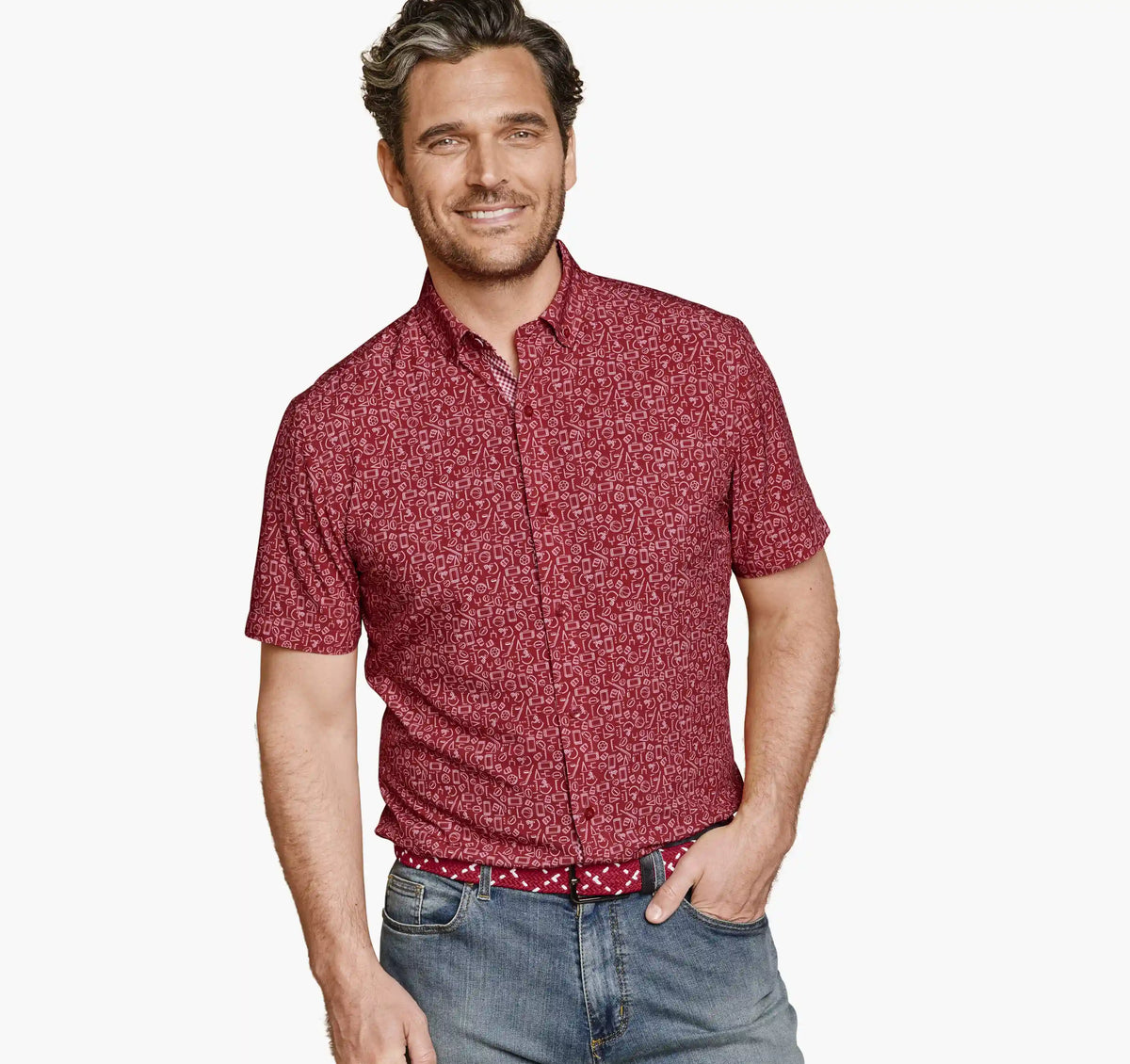 Game Day XC4® Short-Sleeve Multi-Sport Print Shirt - Red