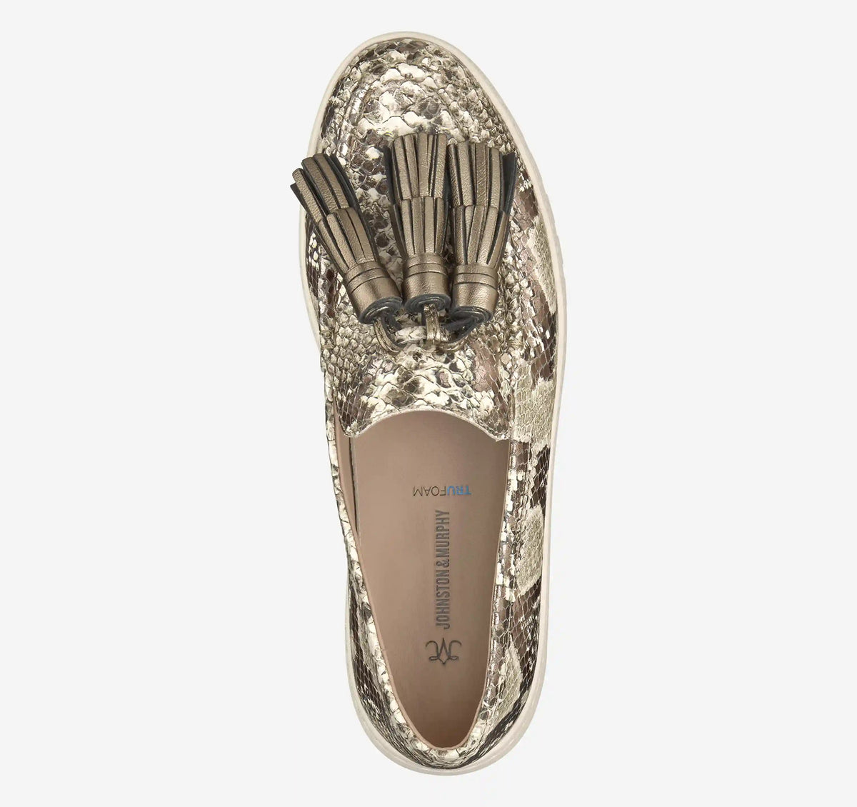 Camryn Tassel Loafer - Pewter Metallic Snake-Embossed Leather