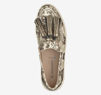 Camryn Tassel Loafer - Pewter Metallic Snake-Embossed Leather