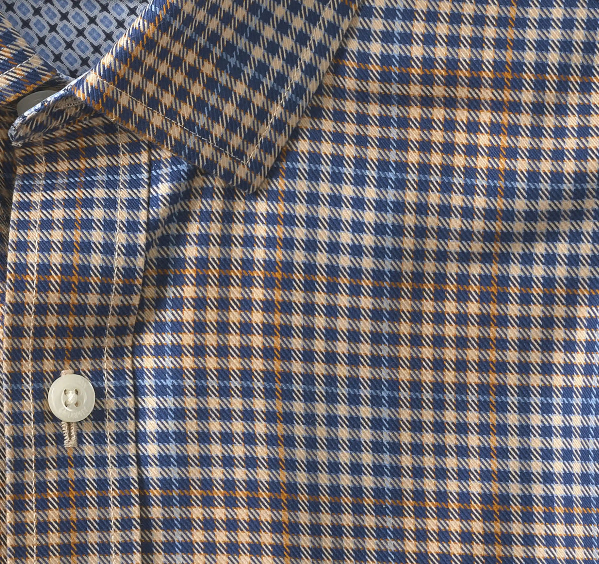 Ovation Non-Iron Dress Shirt - Tan Multi Glen Plaid