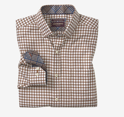 Ovation Non-Iron Dress Shirt - Rust/Navy Outlined Grid