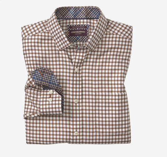 Ovation Non-Iron Dress Shirt - Rust/Navy Outlined Grid
