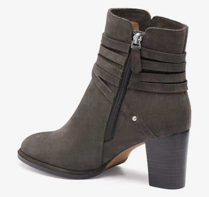 Amy Belted Bootie - Dark Gray Suede
