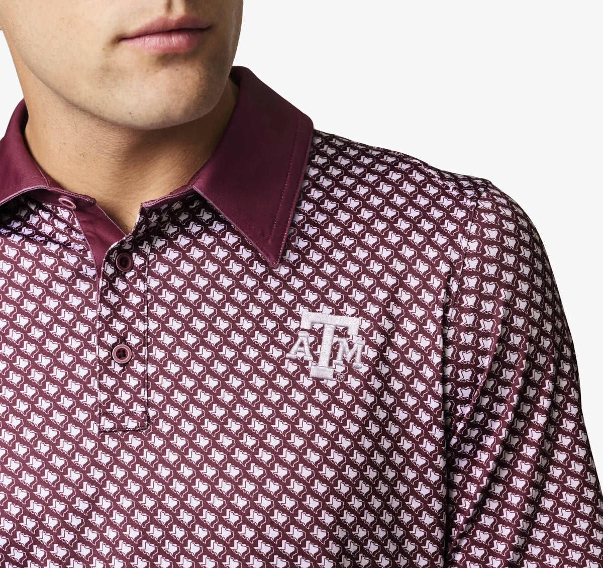 Collegiate XC+™ State Print Polo - Texas A&M - Maroon