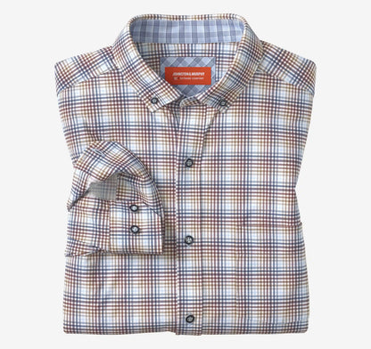 XC+™ Motion Long-Sleeve Sport Knit Shirt - Burgundy Multi Layered Plaid