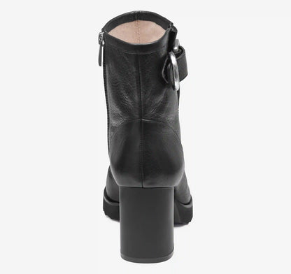 Izzie Buckle Bootie - Black Waterproof Calfskin
