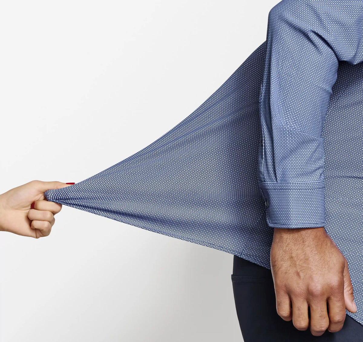 XC+™ Motion Long-Sleeve Dress Knit Shirt - Navy Basketweave