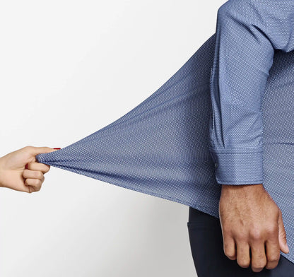 XC+™ Motion Long-Sleeve Dress Knit Shirt - Navy Basketweave