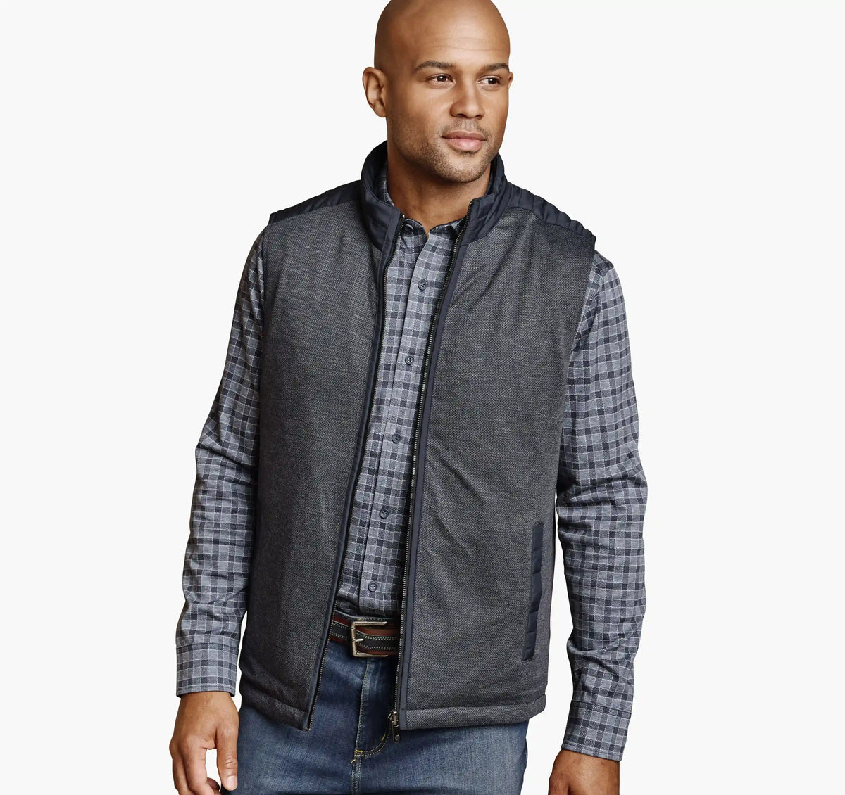 Kenner Reversible Vest - Navy/Navy Herringbone