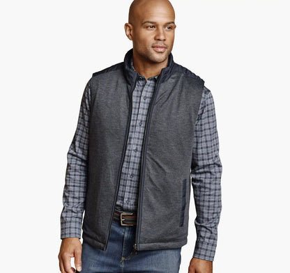 Kenner Reversible Vest - Navy/Navy Herringbone