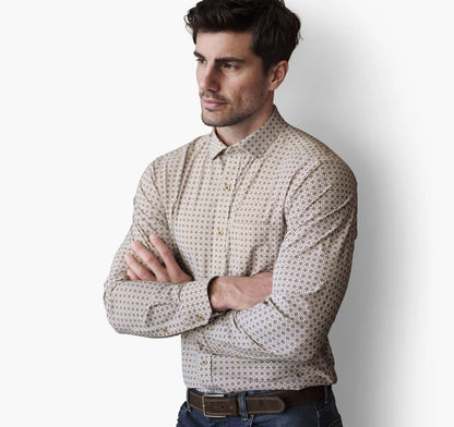 XC+™ Motion Long-Sleeve Print Knit Shirt - Tan Diamond Tile
