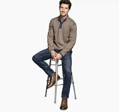 Reversible Quarter-Snap - Light Brown/Navy Heather