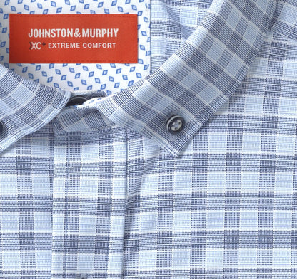 XC+™ Motion Long-Sleeve Sport Knit Shirt - Blue/Navy Two-Tone Gingham