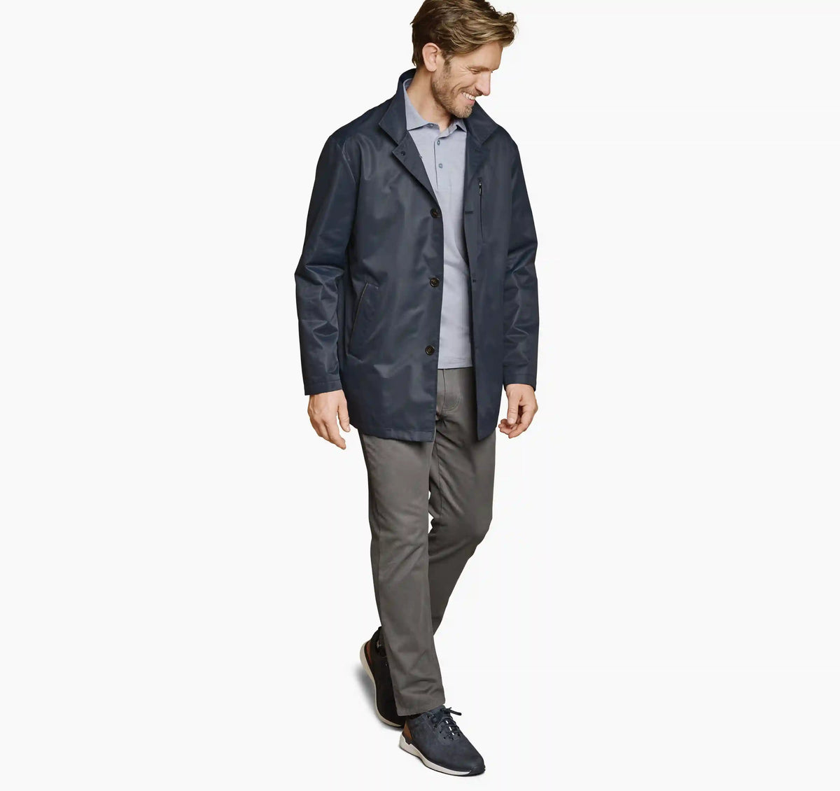 Upton Water-Resistant Raincoat with Removable Liner - Navy/Blue Plaid