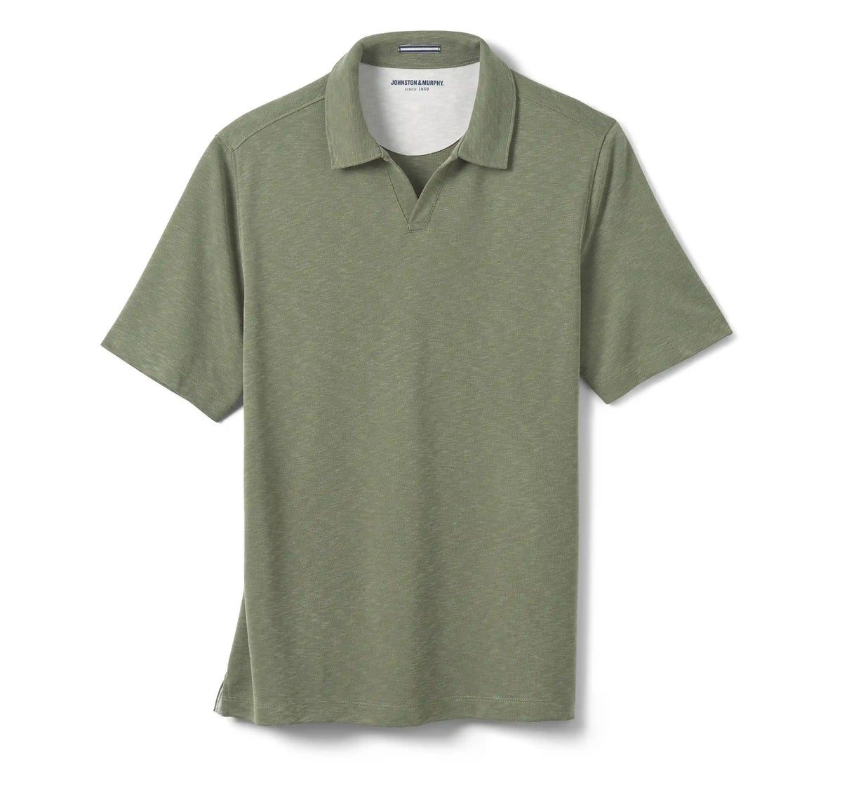 Vintage Slub V-Neck Polo - Olive