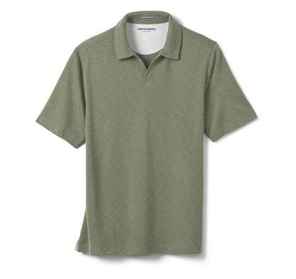 Vintage Slub V-Neck Polo - Olive