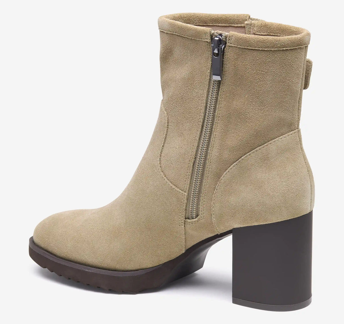Izzie Buckle Bootie - Taupe Waterproof Suede