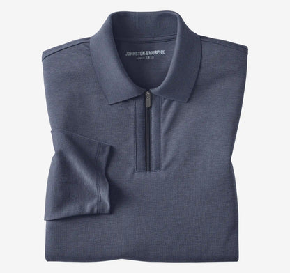 Cochran Long-Sleeve Zip Polo - Steel Blue