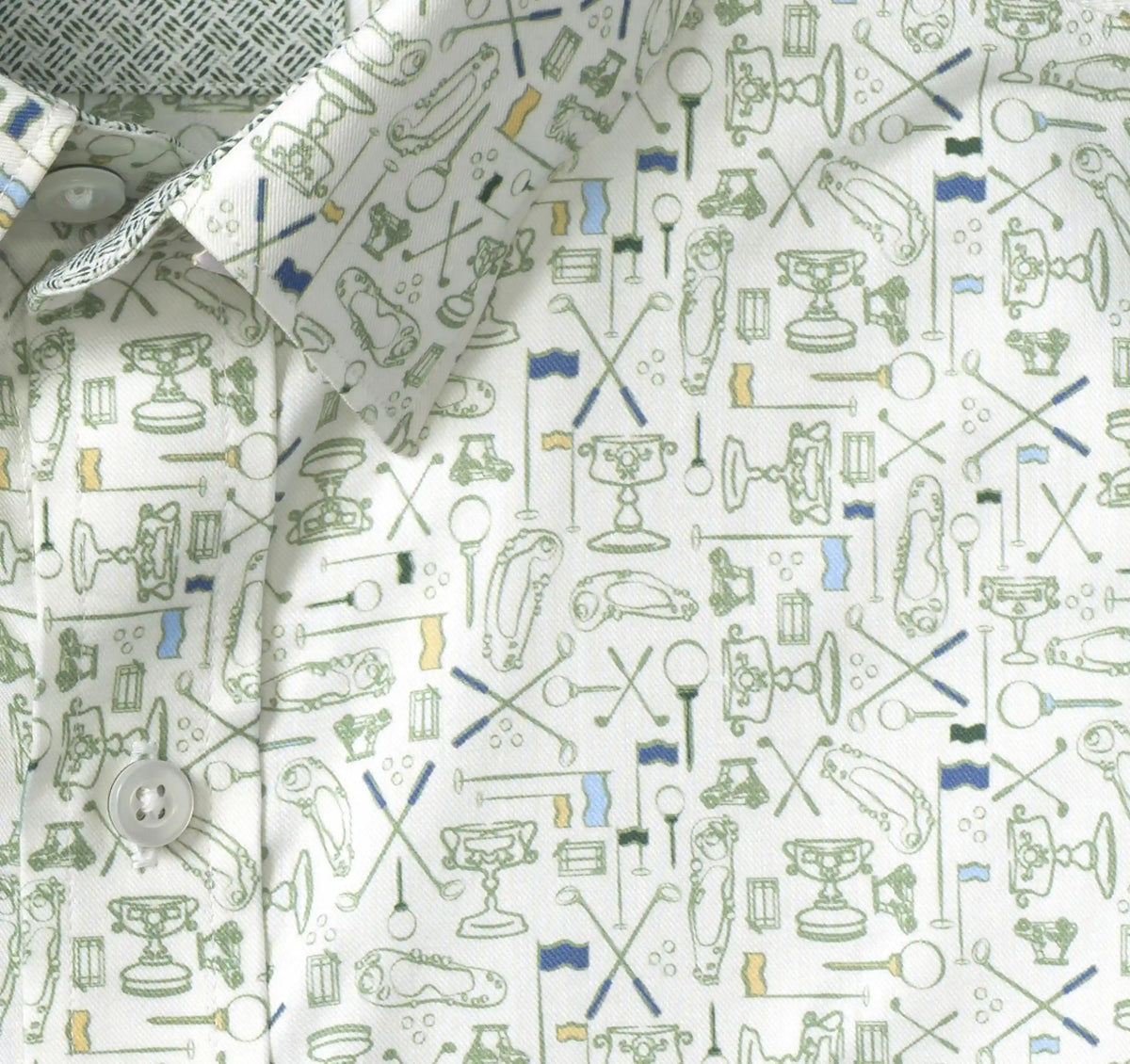 Logan Printed Short-Sleeve Shirt - White/Sage Tee Time