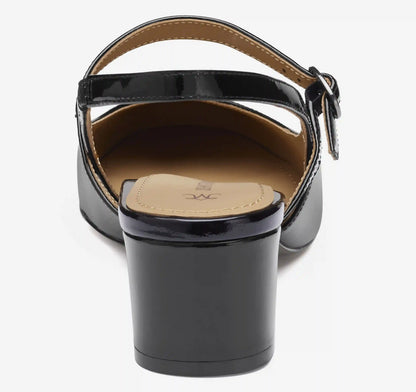 Sienna Mary Jane Slingback - Black Patent Leather