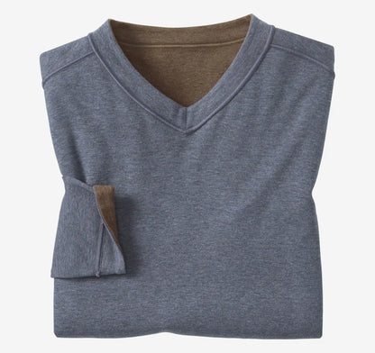 Icon Reversible V-Neck Pullover - Brown/Blue