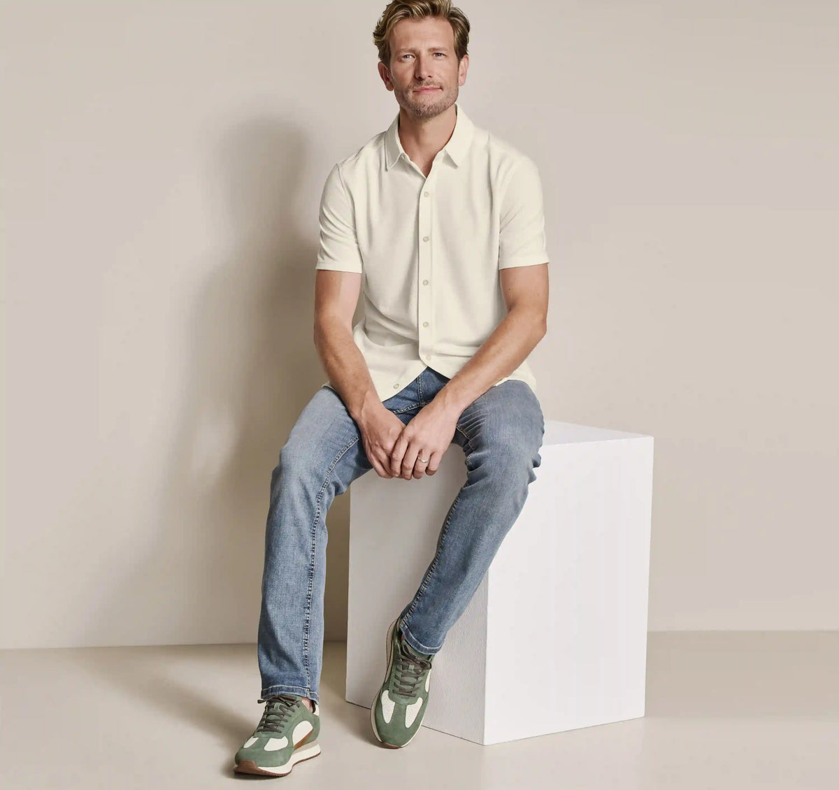 Bennett Short-Sleeve Shirt - White Honeycomb