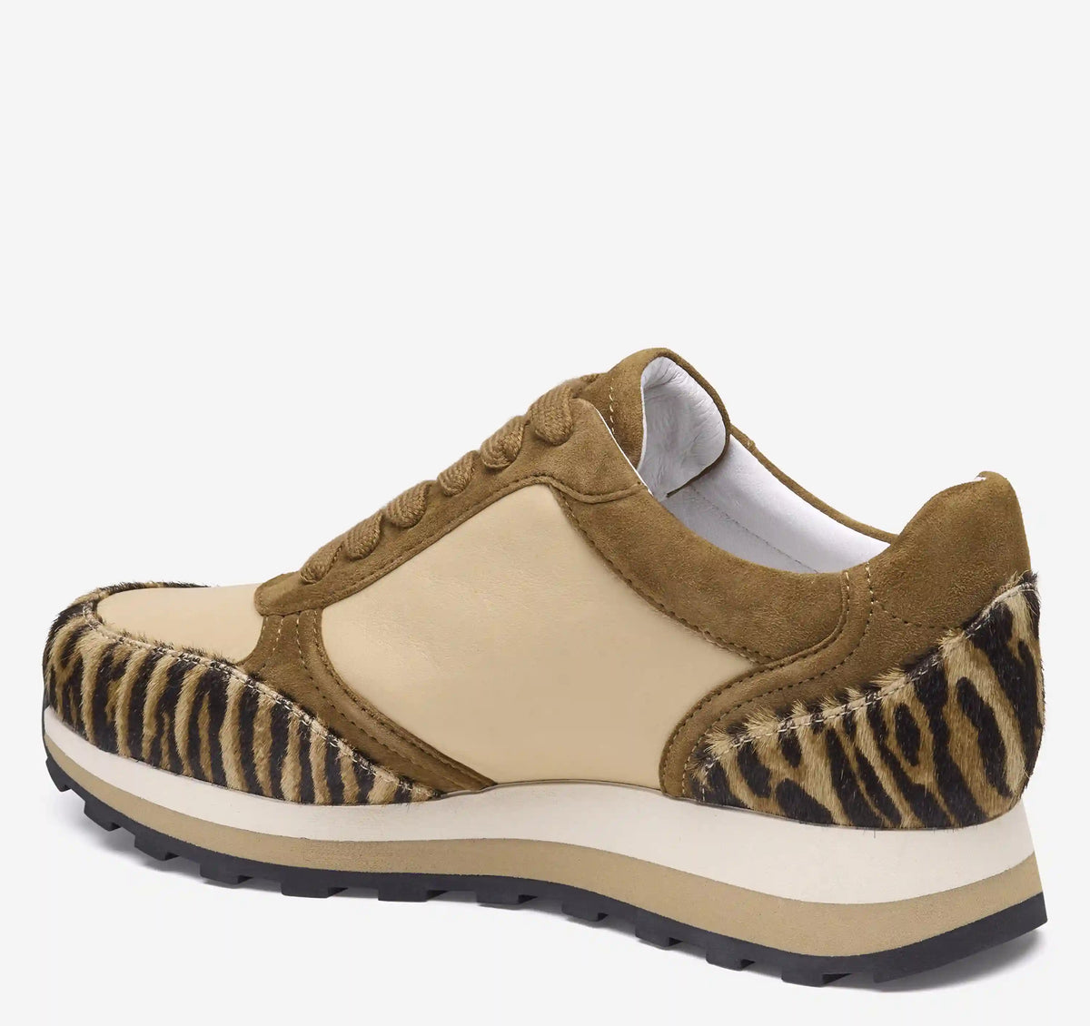 Piper Lace-Up - Sand/Beige Nappa Leather/Brown Zebra-Print Haircalf