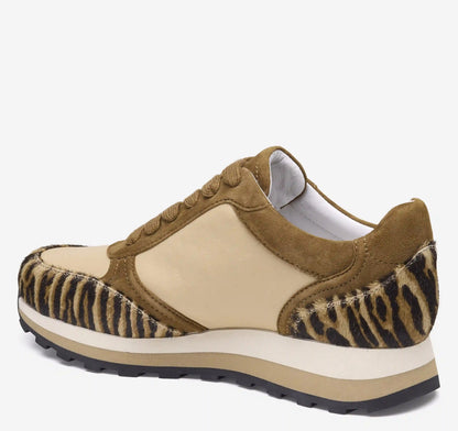 Piper Lace-Up - Sand/Beige Nappa Leather/Brown Zebra-Print Haircalf
