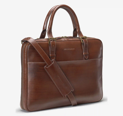 Whitmore Hand-Painted Briefcase - Brown