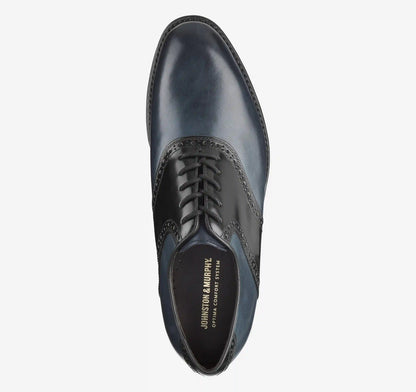 Melton Saddle - Navy/Black Full-Grain Leather