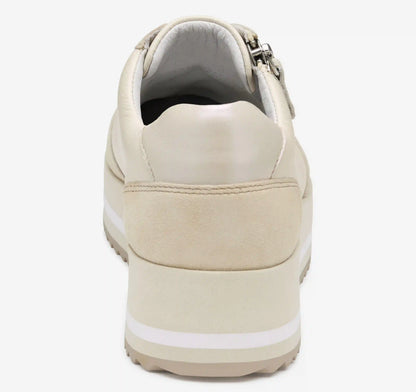 Gracie Side-Zip Lace Up - Bone Calfskin/Suede