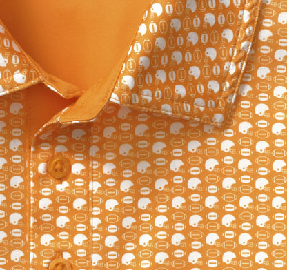 Game Day XC+™ Helmet-and-Football Print Polo - Orange