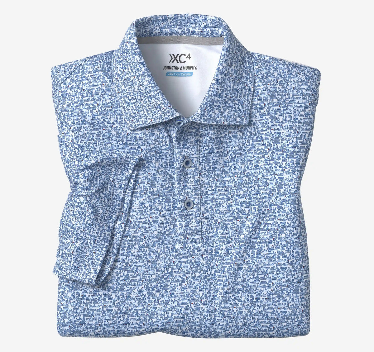 XC4® Performance Print Polos + Cool Degree® - White/Navy Boat