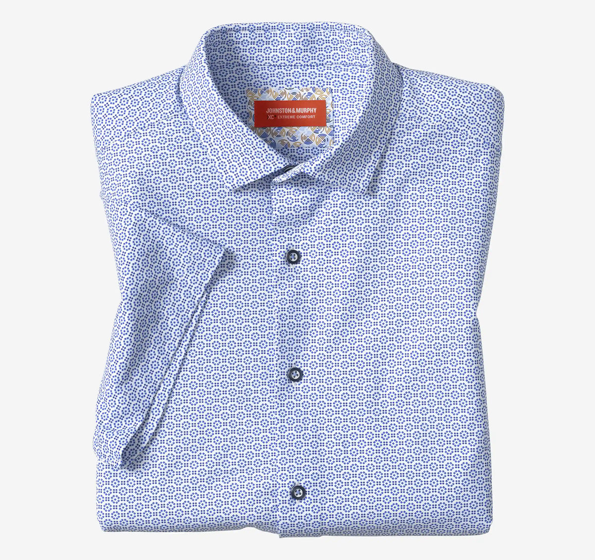 XC+™ Motion Short-Sleeve Print Knit Shirt - Blue Dotted Tile