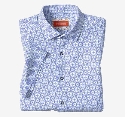 XC+™ Motion Short-Sleeve Print Knit Shirt - Blue Dotted Tile