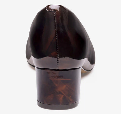 Sienna Ornamental Pump - Dark Brown Brushed Italian Patent Leather