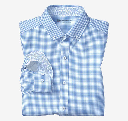 Game Day XC+™ Long-Sleeve Gingham Shirt - Light Blue