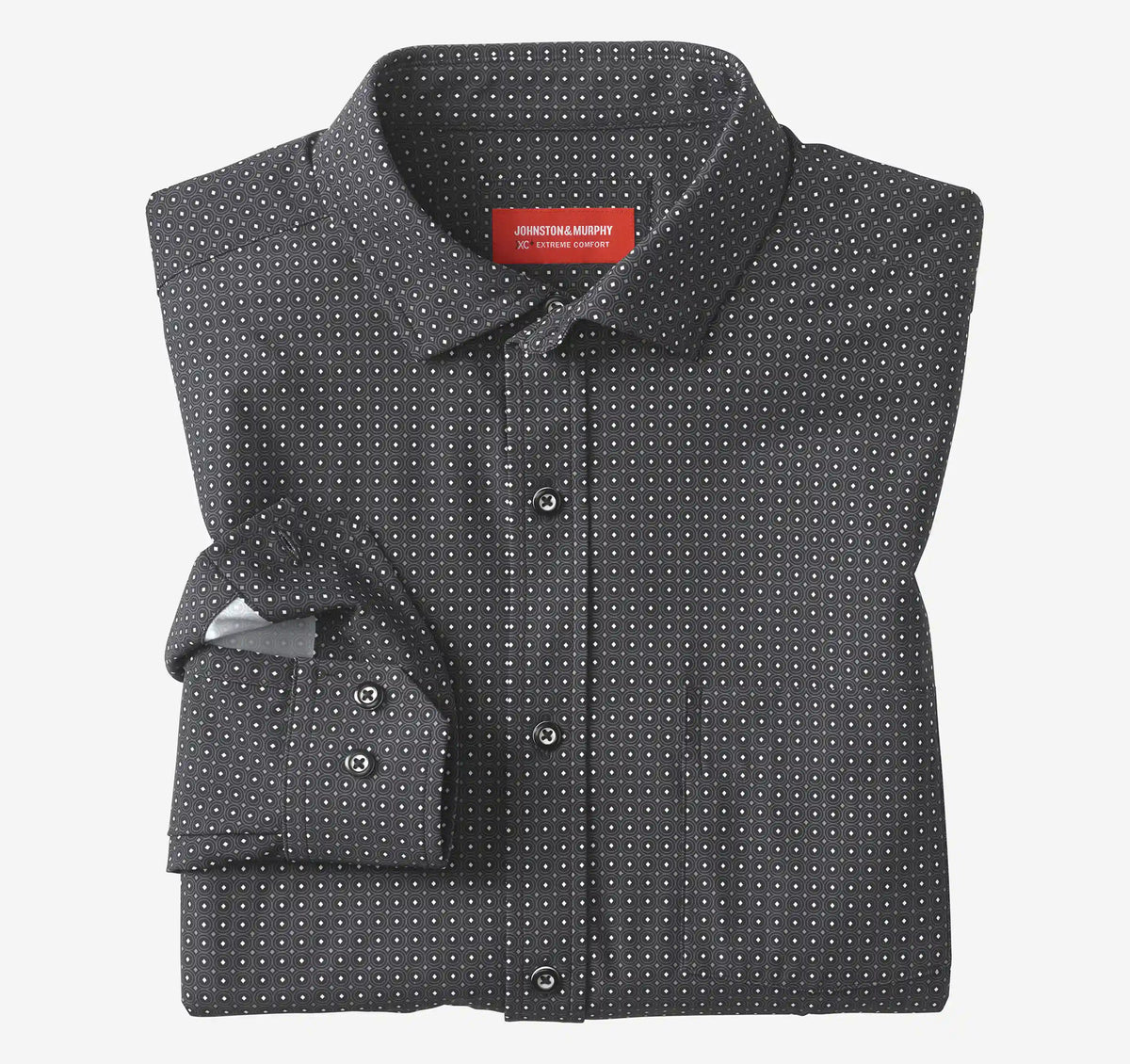 XC+™ Motion Long-Sleeve Print Knit Shirt - Black Circle Diamond Print